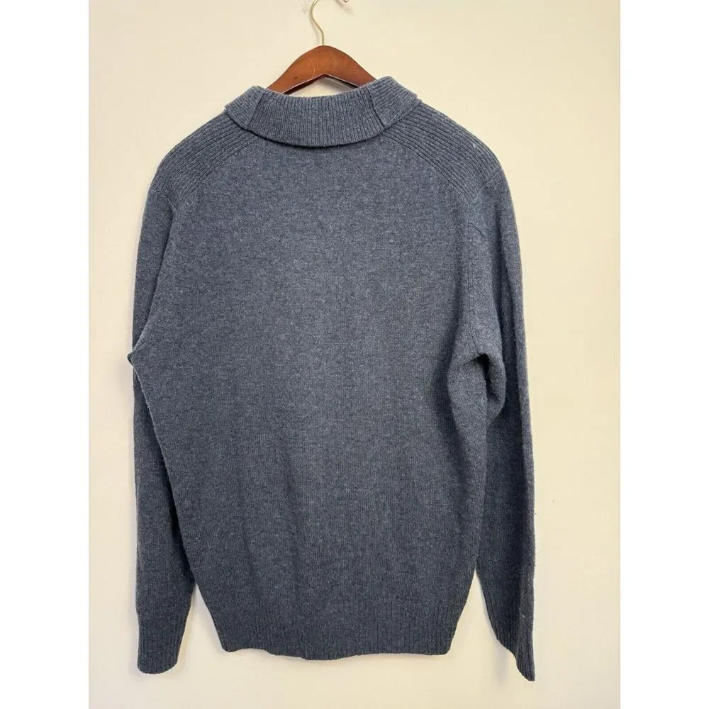 Pronto Uomo Sweater 100%‎ Wool Gray Shawl Collar Lightweight Pullover XL Men